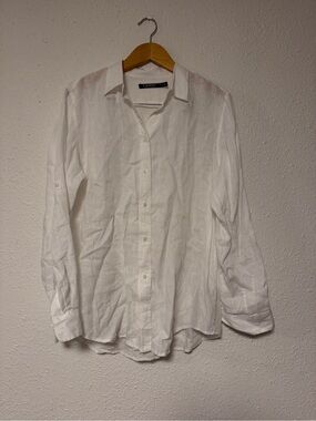 Ralph Lauren White Linen Button-Down Shirt - Men XL